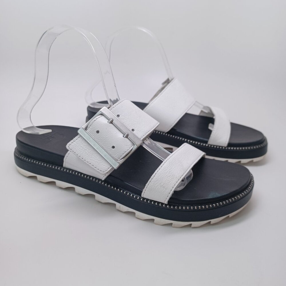 Sorel‎ Womens Sandals Roaming Two Strap Slip On Slide Wedge White Black Size 9.5 - Picture 11 of 16